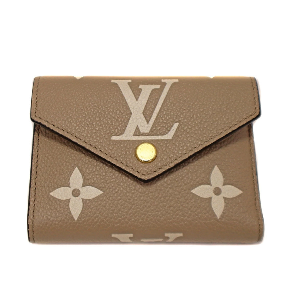 Louis Vuitton Portefeuille Victorine Trifold Wallet Monogram Leather Beige Tan